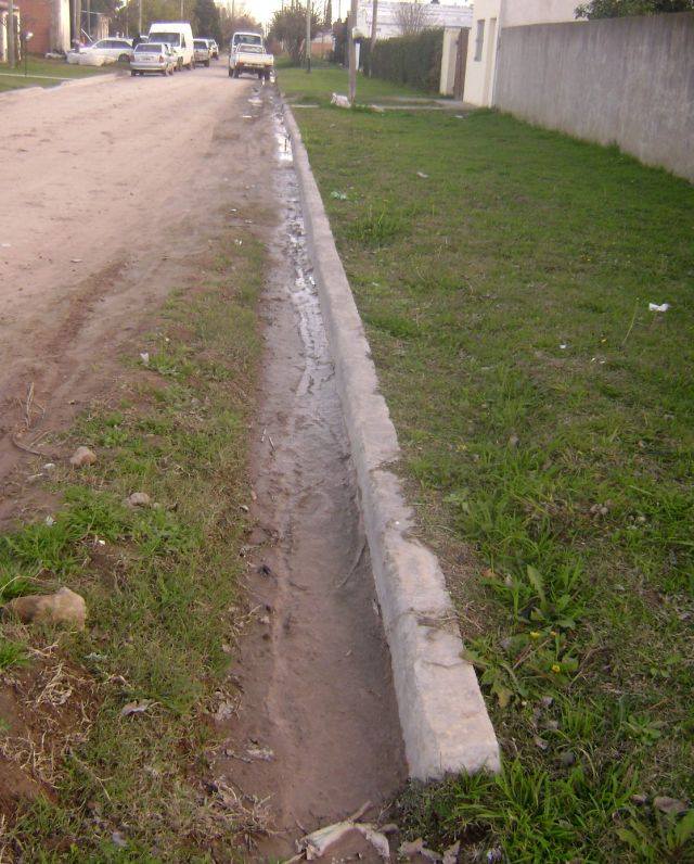 El cordón cuneta, que da otro aspecto y mejora las calles.