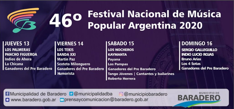 Resultado de imagen para 46° Festival de Baradero 2020